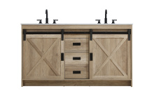Elegant VF90560DNT - Austin 60 inch Double Bathroom Vanity in Natural Oak