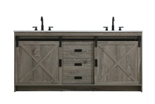 Elegant VF90572DRG - Austin 72 inch Double Bathroom Vanity in Rustic Grey